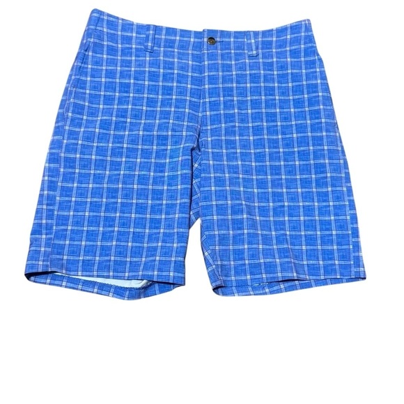 Men’s Callaway Blue Plaid Checkered Golf Shorts Size 32 Pockets - Picture 1 of 7